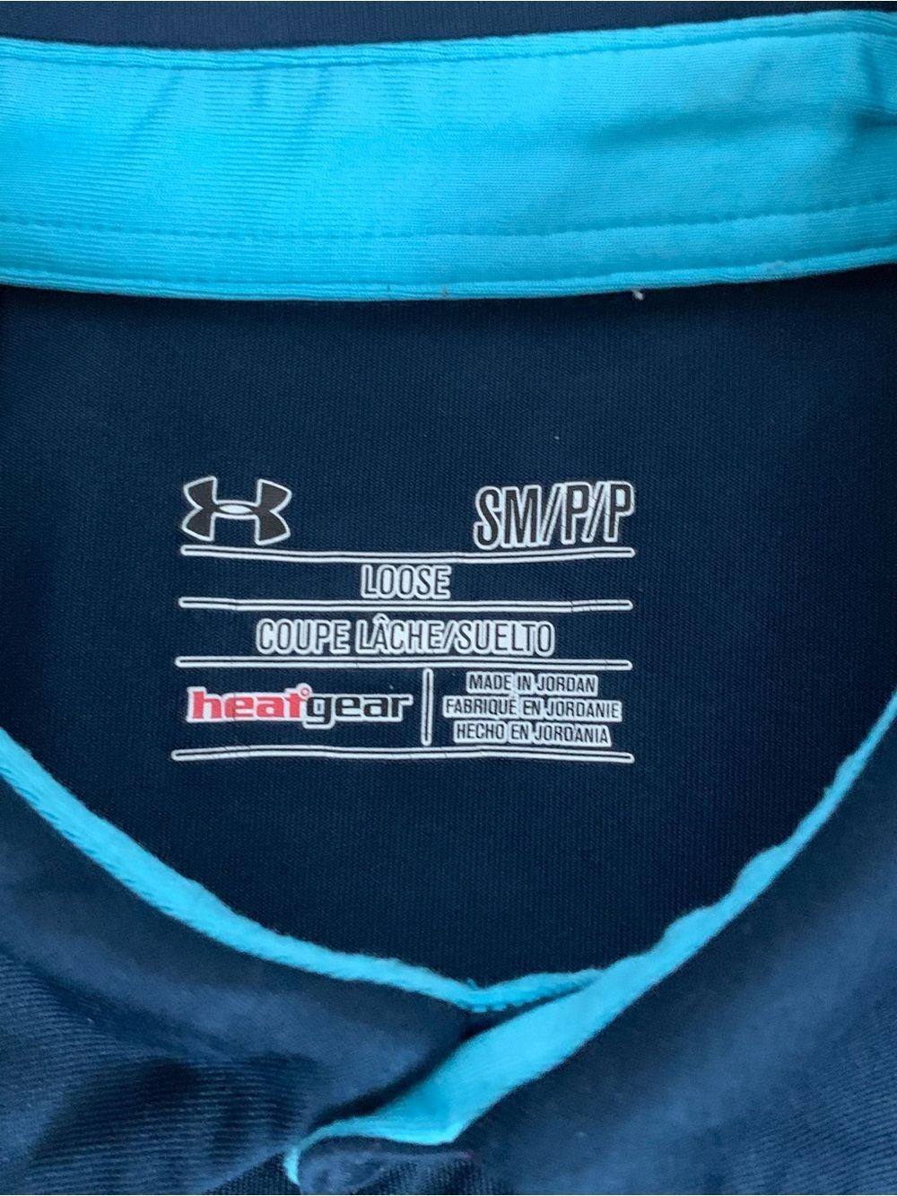 Under Armour Men’s Navy Camo Polo with Teal Logo - Picture 5 of 6